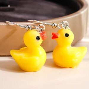 Cute Yellow Duck Earrings – Fun Kawaii Dangle